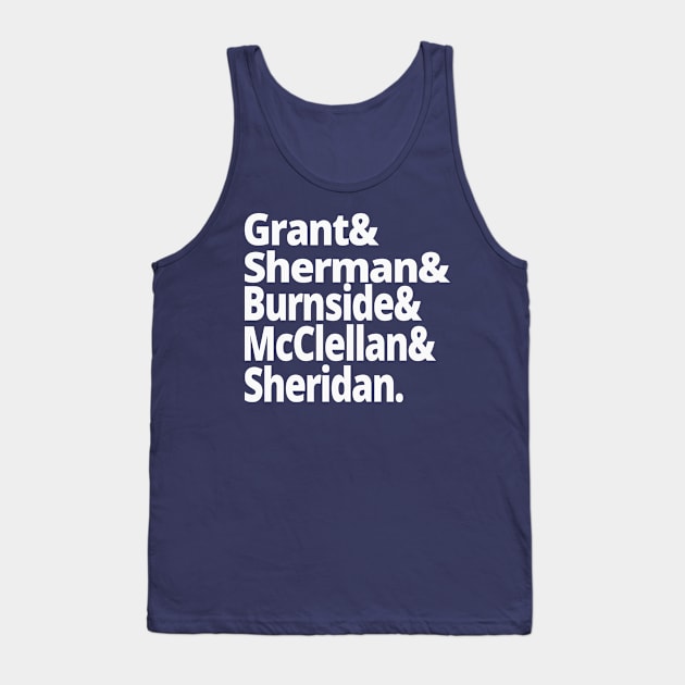 US Civil War History - Union Army Generals - Grant, Sherman, Burnside, McClellan, Sheridan - US Civil War History American History Tank Top by Yesteeyear